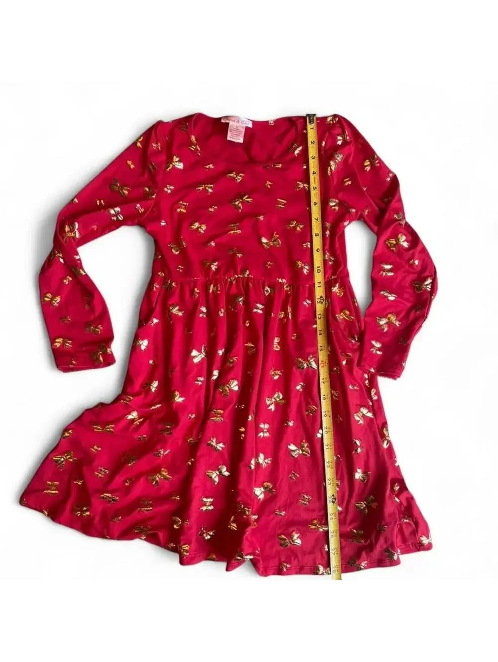 Girls Emma and Elsa Red & Gold Long Sleeve Dress Size12 Christmas Holiday